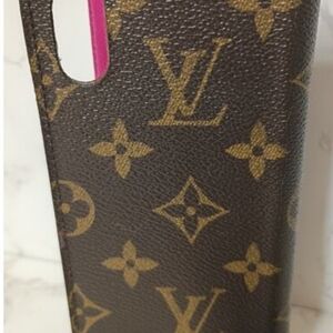 Louis Vuitton Brown Monogram Phone Case iPhone X Or XS Pink Interior